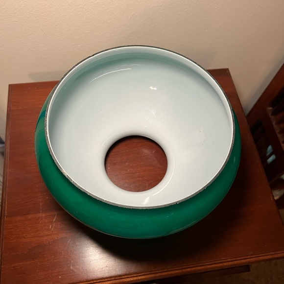 Antique Vintage Emerald Green White Cased Glass Student Lamp Shade - Picture 3 of 10